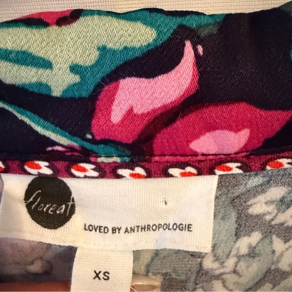 Anthropologie Floreat Pajama Set 2 piece XSmall Floral Colorful Top & Pants Boho - Picture 7 of 13
